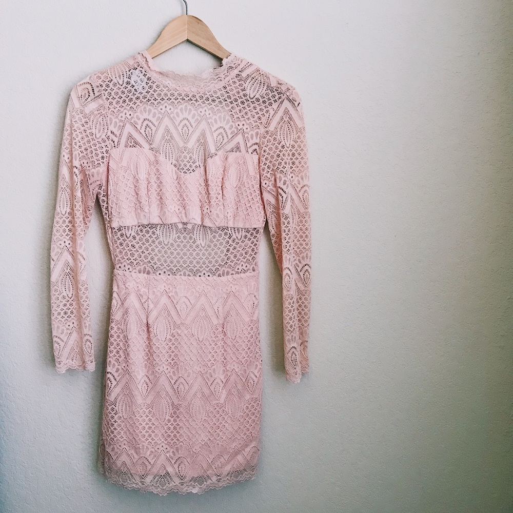Bebe Pale Pink Lace Dress